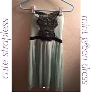Strapless Mint Lace Dress