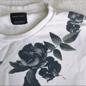 White Floral Sweatshirt ZARA MAN