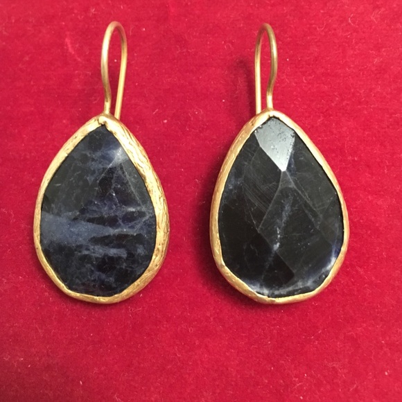 Navy blue stone drop earrings