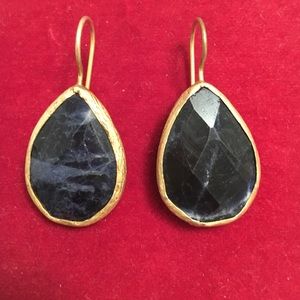Navy blue stone drop earrings