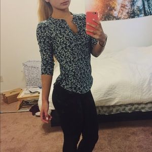 H&M Green Flower Blouse