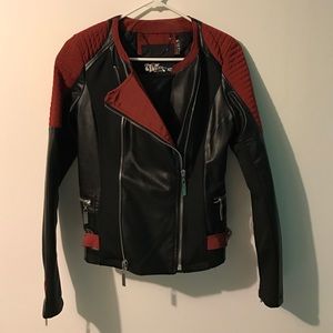 Black and Red Moto Leather Jacket