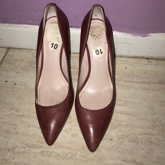Burgundy leather pumps