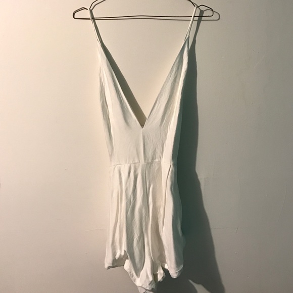 White V-Neck Romper - Picture 1 of 5