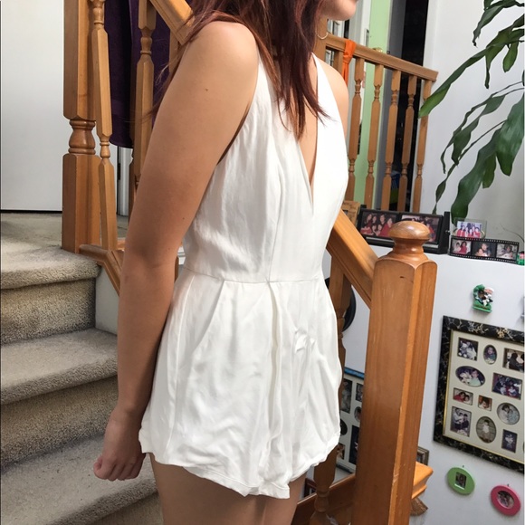 White V-Neck Romper - Picture 3 of 5