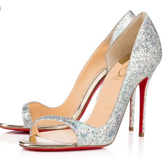 Christian Louboutin Shoes - Louboutin 'Toboggan' 40.5 silver stiletto sandals