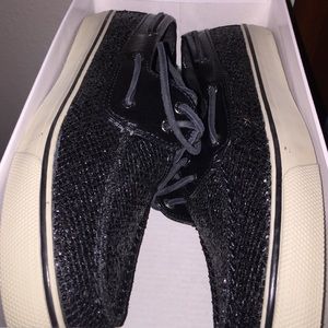 Sperry Black Glitter Bahama Sneakers
