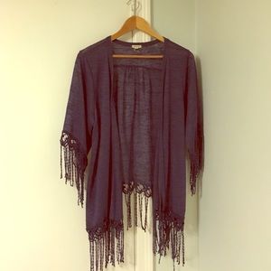 Fringe open cardigan