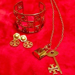 Tori Burch Lock & Key Necklace, Earrings and Cuff