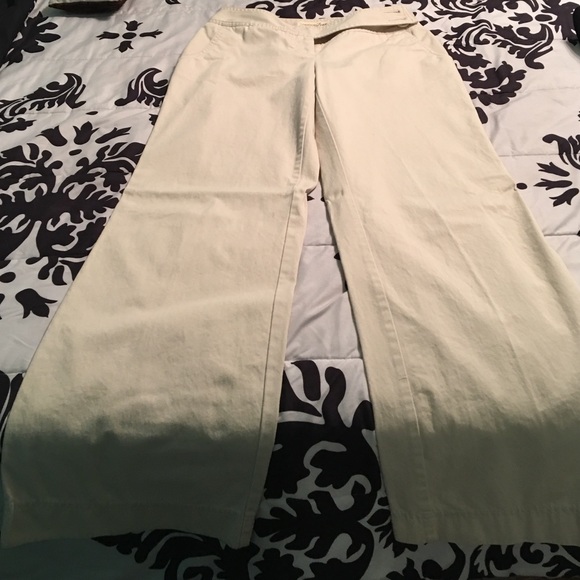 Wide leg chinos.