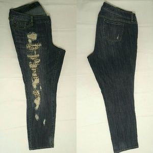 Boyfriend Studded Shredded Jeans
