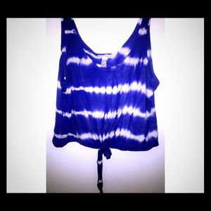 Blue and white tie dye crop top