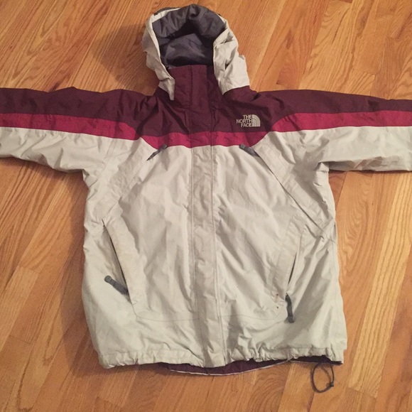 Maroon & Grey North Face rain/windbreaker Jacket