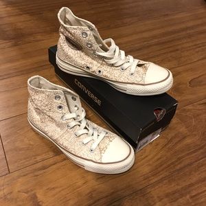 CONVERSE Natural/Cham Glitter High Top Sneakers