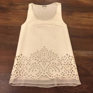 Express faux leather laser cut tank