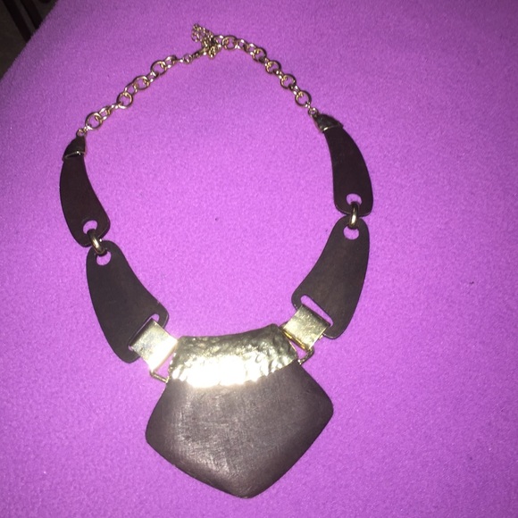 Tribal Wooden necklace with gold detailing