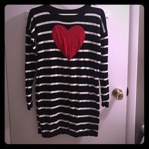 Express Black Striped Heart Sweater Dress