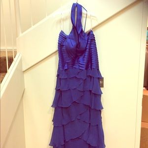 Long scalloped gown with matching wrap or sash