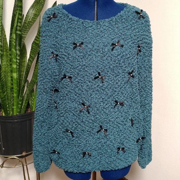 Lauren Conrad bows and pearls sweater