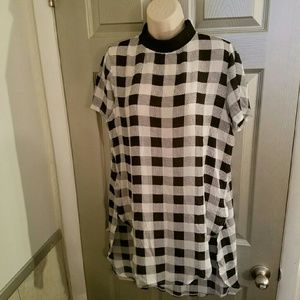 Flash Sale Checked Boohoo High Low Blouse Top