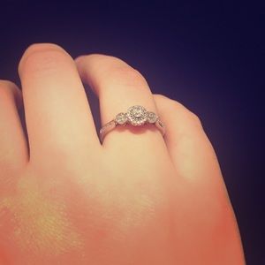 Diamond sterling silver ring