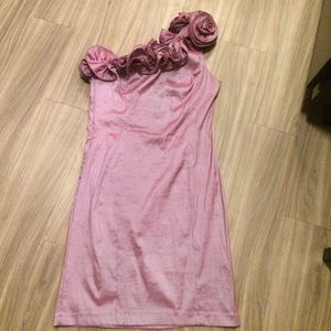 Purple floral, one shoulder dress