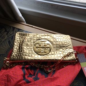 Tory Burch gold leather bag