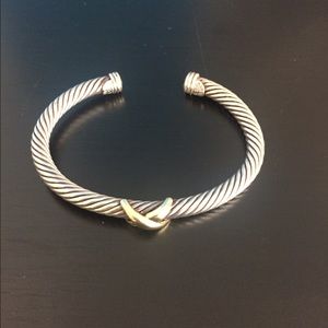 David Yurman cable bracelet with gold X