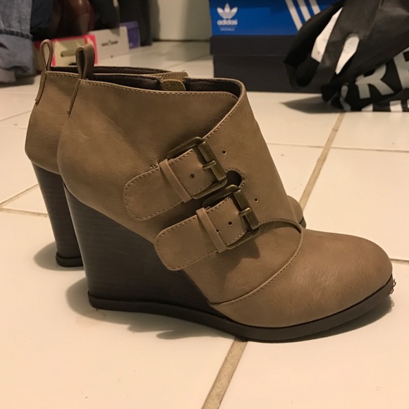 Tan Wedged Booties