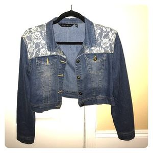 Denim Jacket with Lace Detail
