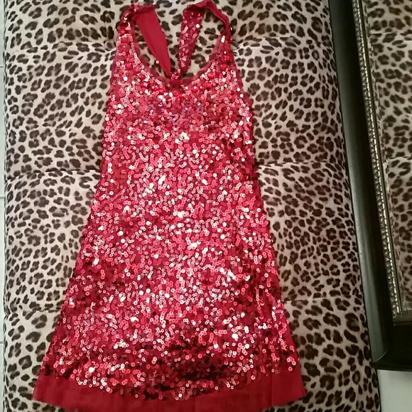 Forever 21 Tops - SOLD... Sheer Sequin red tank top