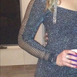 BEBE SILVER SPARKLE DRESS