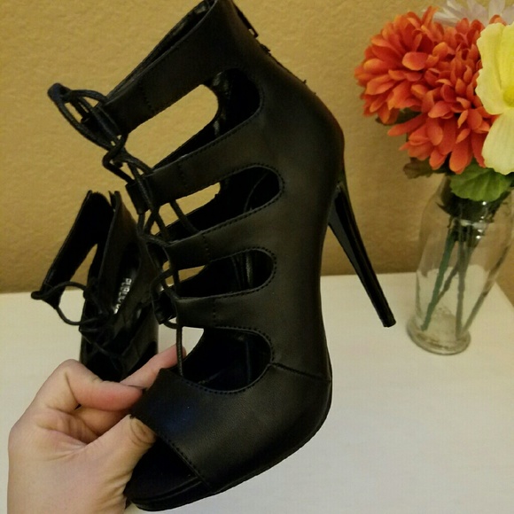 Public Desire Laila black lace up heels! - Picture 1 of 4
