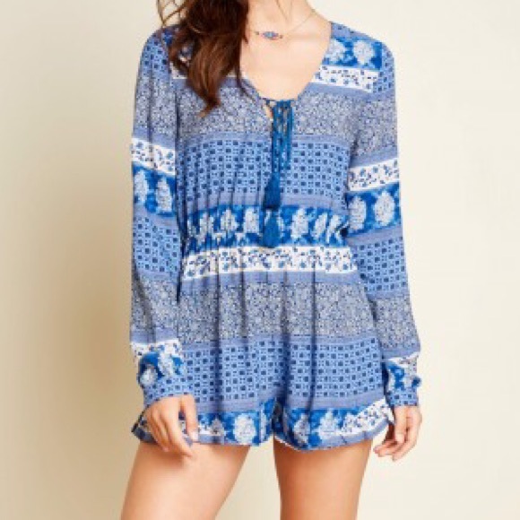 Earthbound Blue Boho Romper