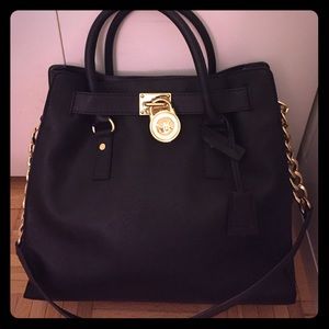 MK saffiano leather large Hamilton satchel