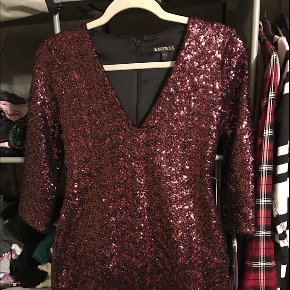 Express Red Sequin Dress