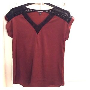 Express Black Trim & Dark Orange-Brown Blouse