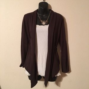 Dark brown tie cardigan