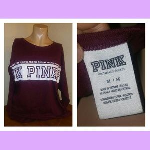VS Pink 3/4 sleeve length tee