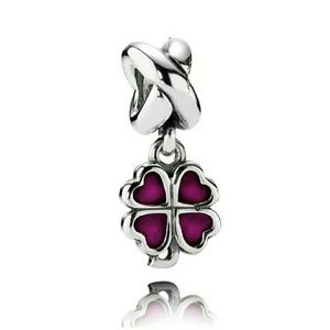 Pandora charm - Red heart 4-leaf clover