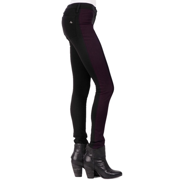 Rag & Bone Split Skinny Black and Wine Jean 26 - Picture 2 of 4