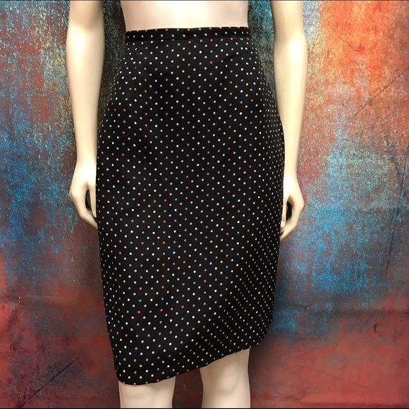 MSK~ Chiffon Skirt ~ Brown with Multi Color dots - Picture 1 of 4