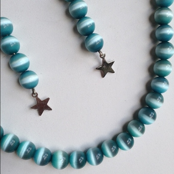 Necklace & earrings cats eye set in Turqoise