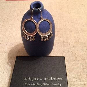 Silpada hammered  Silver earrings w/cha cha drops