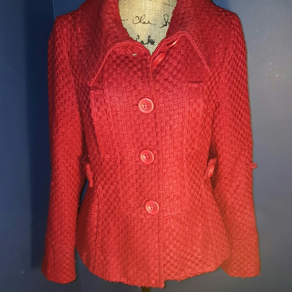 Ambition size L-Maroon  acrylic  and wool coat