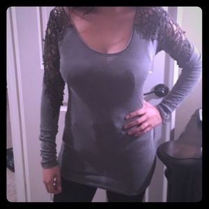 Lace Grey cotton top