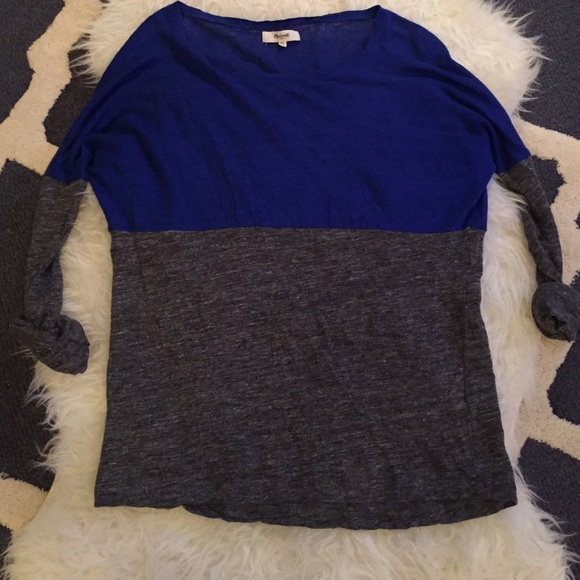 Madewell Tops - Madewell Blue and Gray Color Block Linen Top