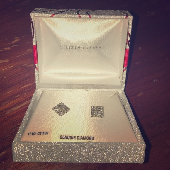 Genuine Diamond Sterling Silver Earrings