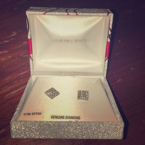 Genuine Diamond Sterling Silver Earrings