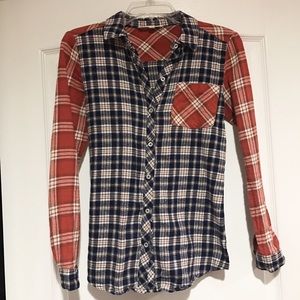 Pink Rose Orange Blue Flannel